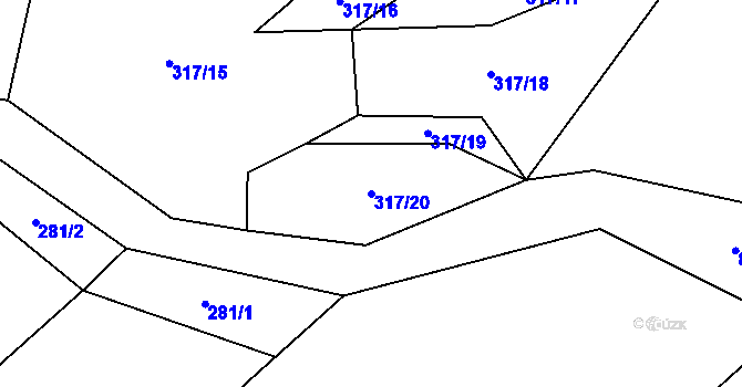 Parcela st. 317/20 v KÚ Střemy, Katastrální mapa