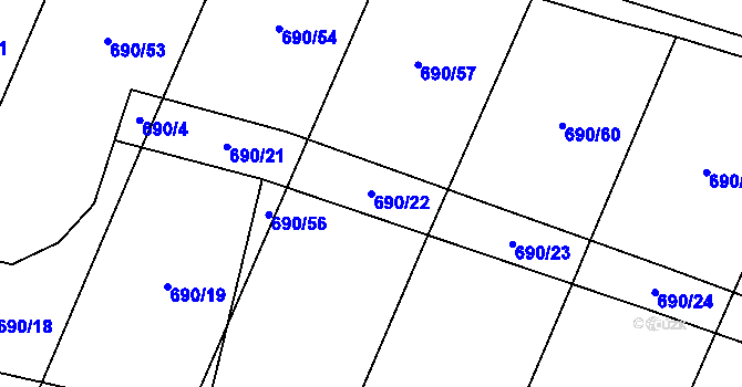 Parcela st. 690/22 v KÚ Střemy, Katastrální mapa
