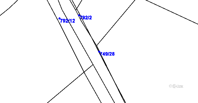 Parcela st. 749/28 v KÚ Střemy, Katastrální mapa