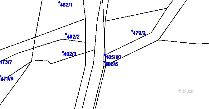 Parcela st. 485/10 v KÚ Nadslav, Katastrální mapa