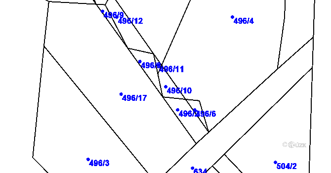Parcela st. 496/10 v KÚ Nadslav, Katastrální mapa