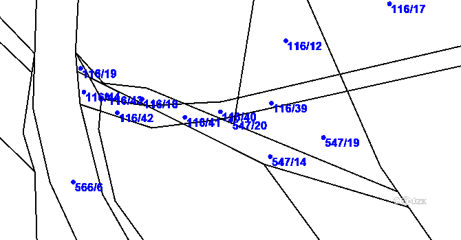 Parcela st. 547/20 v KÚ Nadslav, Katastrální mapa