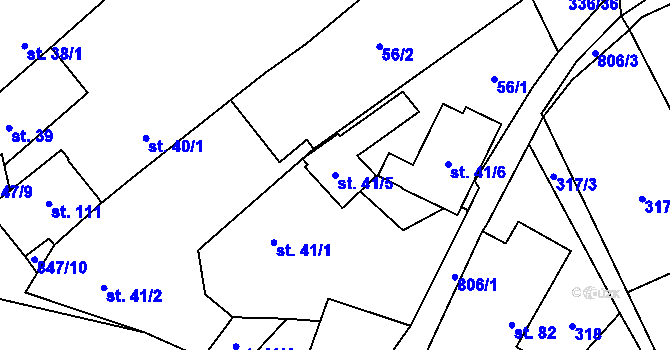 Parcela st. 41/5 v KÚ Střevač, Katastrální mapa