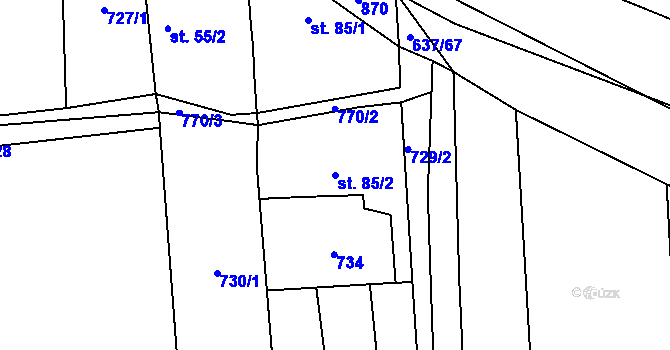 Parcela st. 85/2 v KÚ Střevač, Katastrální mapa