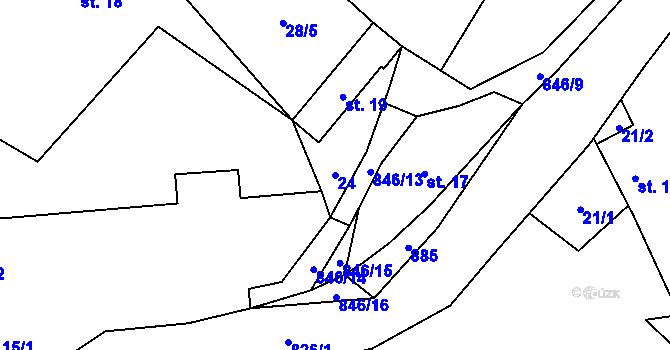 Parcela st. 24 v KÚ Střevač, Katastrální mapa