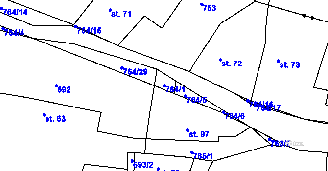 Parcela st. 764/1 v KÚ Střevač, Katastrální mapa