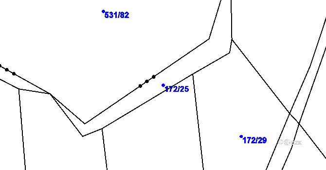 Parcela st. 172/25 v KÚ Střevač, Katastrální mapa