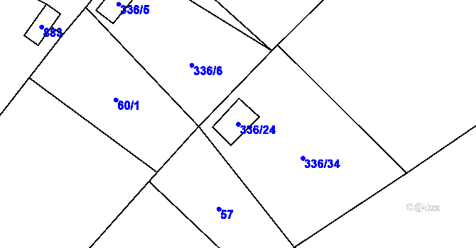 Parcela st. 336/24 v KÚ Střevač, Katastrální mapa