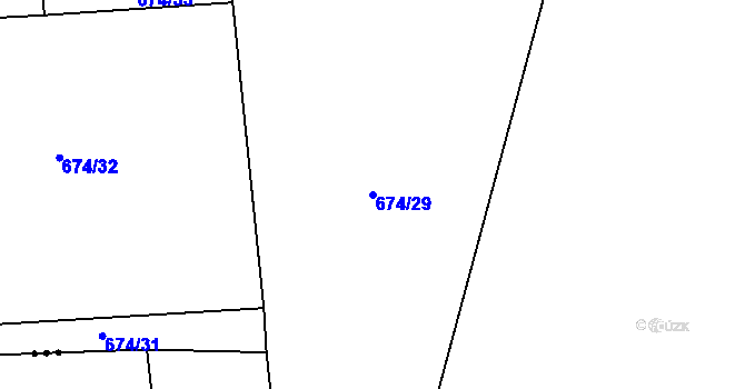 Parcela st. 674/29 v KÚ Střevač, Katastrální mapa