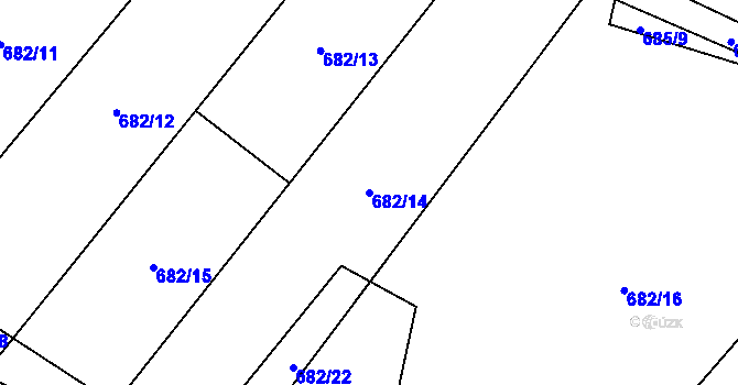 Parcela st. 682/14 v KÚ Střevač, Katastrální mapa