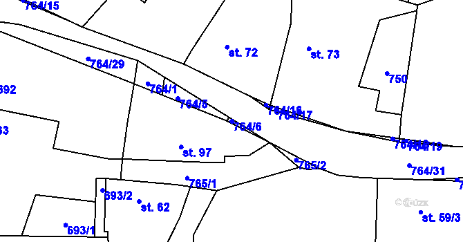 Parcela st. 764/6 v KÚ Střevač, Katastrální mapa