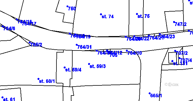 Parcela st. 764/11 v KÚ Střevač, Katastrální mapa
