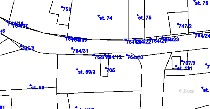 Parcela st. 764/12 v KÚ Střevač, Katastrální mapa