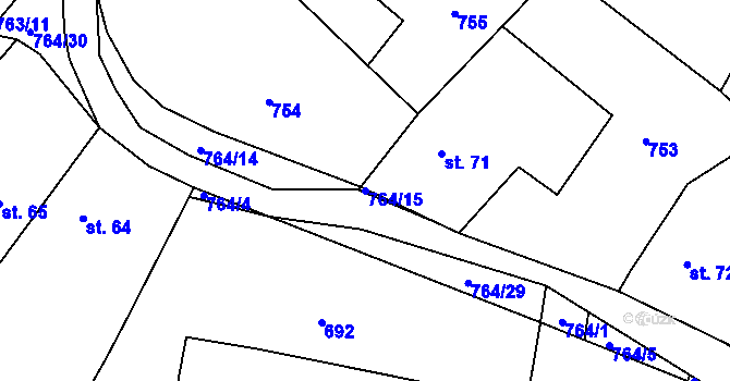 Parcela st. 764/15 v KÚ Střevač, Katastrální mapa