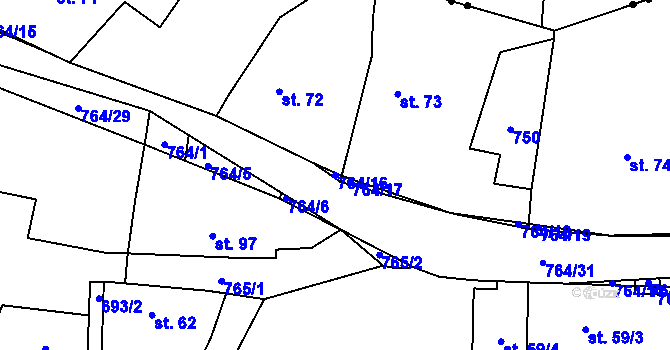 Parcela st. 764/16 v KÚ Střevač, Katastrální mapa