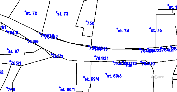 Parcela st. 764/18 v KÚ Střevač, Katastrální mapa
