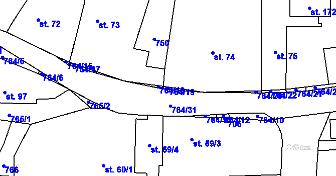 Parcela st. 764/19 v KÚ Střevač, Katastrální mapa
