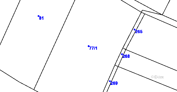 Parcela st. 77/1 v KÚ Střezetice, Katastrální mapa