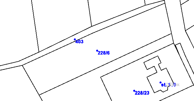 Parcela st. 228/6 v KÚ Střezetice, Katastrální mapa