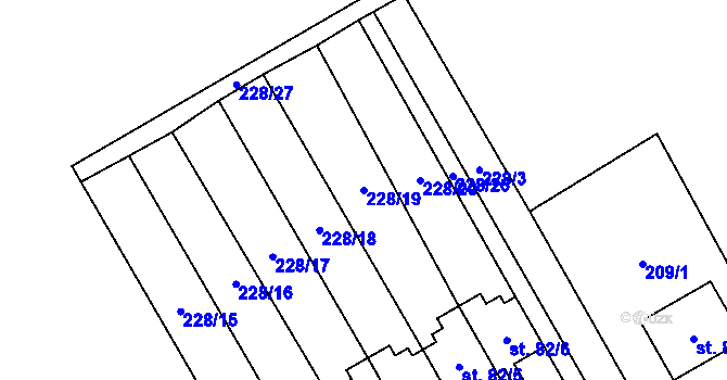 Parcela st. 228/19 v KÚ Střezetice, Katastrální mapa