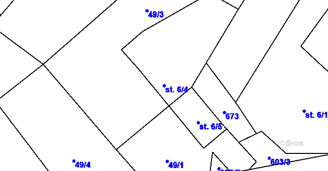 Parcela st. 6/4 v KÚ Střeziměř, Katastrální mapa