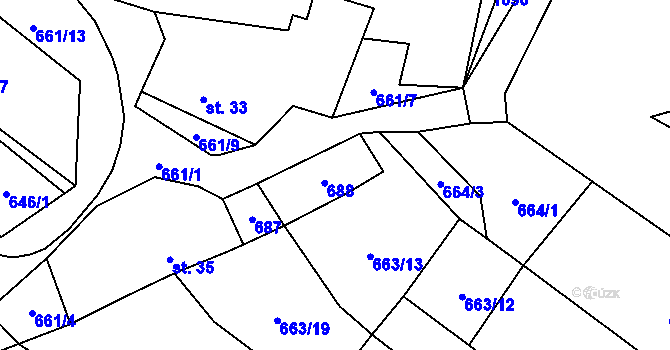 Parcela st. 34/1 v KÚ Střeziměř, Katastrální mapa