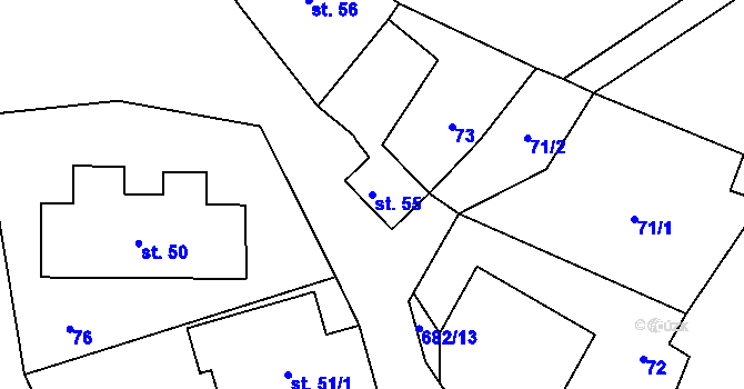 Parcela st. 55 v KÚ Střezimíř, Katastrální mapa