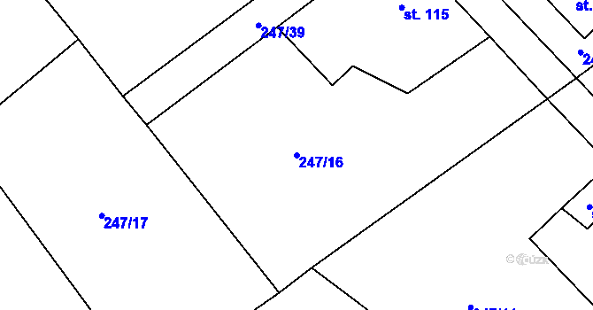 Parcela st. 247/16 v KÚ Střezimíř, Katastrální mapa