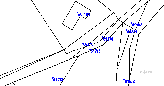 Parcela st. 694/3 v KÚ Střezimíř, Katastrální mapa