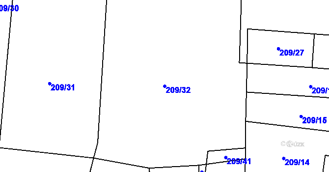 Parcela st. 209/32 v KÚ Střezimíř, Katastrální mapa