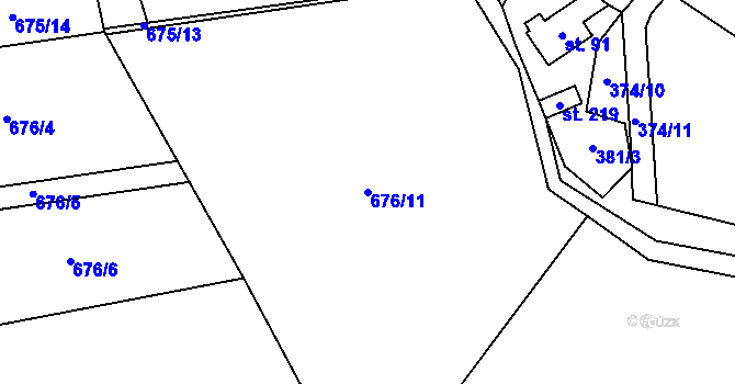 Parcela st. 676/11 v KÚ Střezimíř, Katastrální mapa