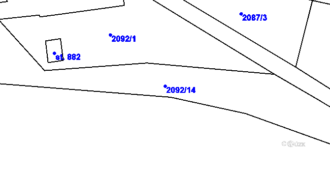 Parcela st. 2092/14 v KÚ Stříbrná, Katastrální mapa