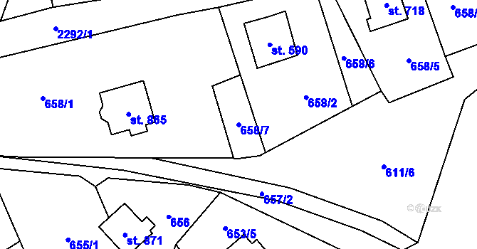 Parcela st. 658/7 v KÚ Stříbrná, Katastrální mapa