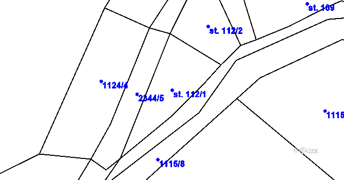 Parcela st. 112/1 v KÚ Stříbrná, Katastrální mapa