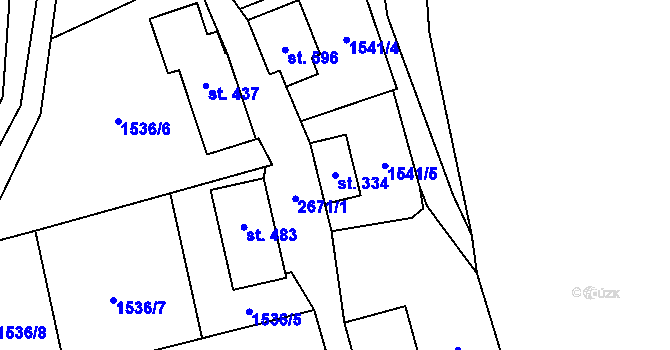 Parcela st. 334 v KÚ Stříbrná, Katastrální mapa