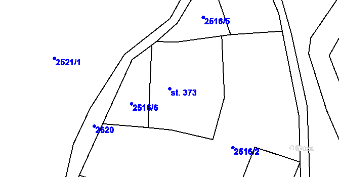 Parcela st. 373 v KÚ Stříbrná, Katastrální mapa
