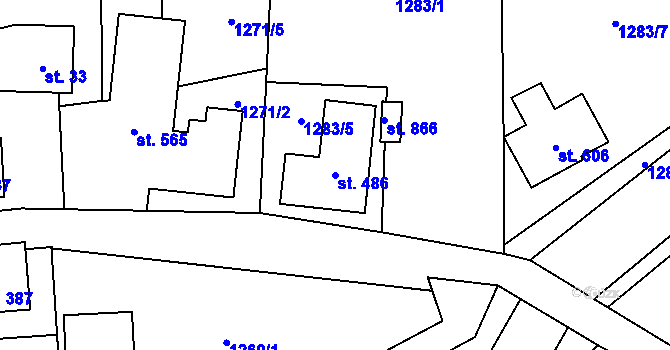 Parcela st. 486 v KÚ Stříbrná, Katastrální mapa