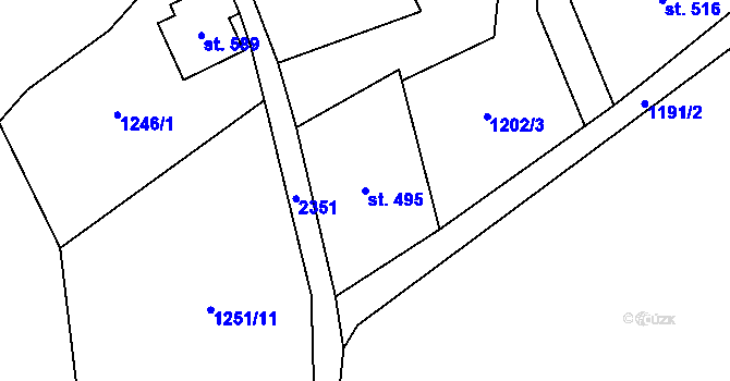Parcela st. 495 v KÚ Stříbrná, Katastrální mapa