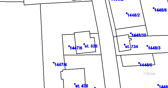Parcela st. 525 v KÚ Stříbrná, Katastrální mapa