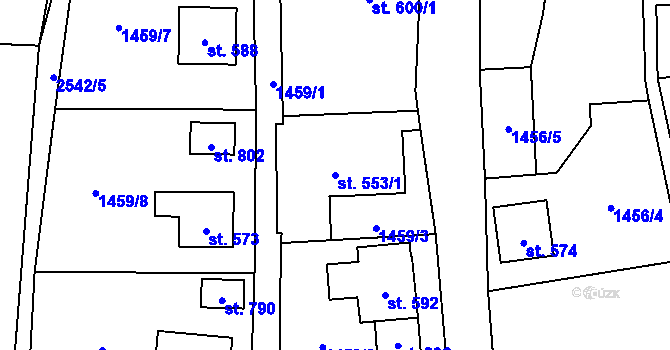Parcela st. 553/1 v KÚ Stříbrná, Katastrální mapa