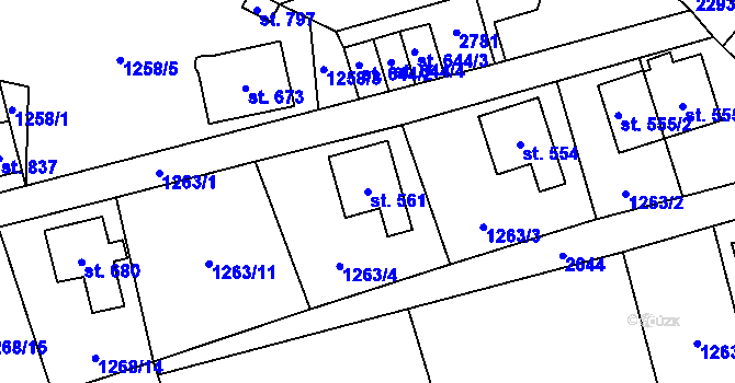 Parcela st. 561 v KÚ Stříbrná, Katastrální mapa