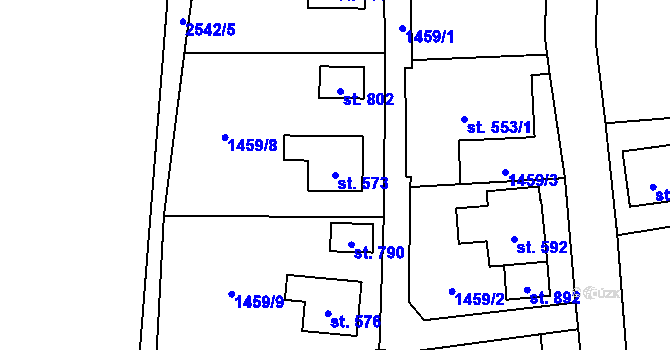 Parcela st. 573 v KÚ Stříbrná, Katastrální mapa
