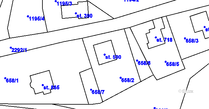 Parcela st. 590 v KÚ Stříbrná, Katastrální mapa