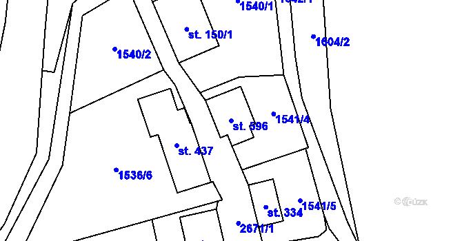 Parcela st. 596 v KÚ Stříbrná, Katastrální mapa