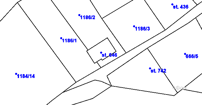Parcela st. 646 v KÚ Stříbrná, Katastrální mapa