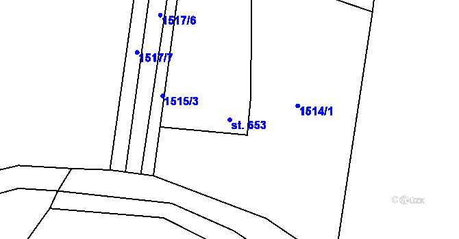 Parcela st. 653 v KÚ Stříbrná, Katastrální mapa