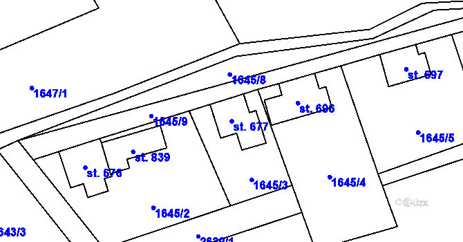 Parcela st. 677 v KÚ Stříbrná, Katastrální mapa