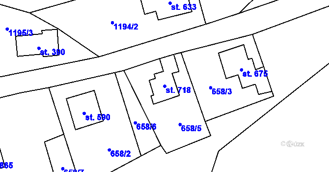Parcela st. 718 v KÚ Stříbrná, Katastrální mapa