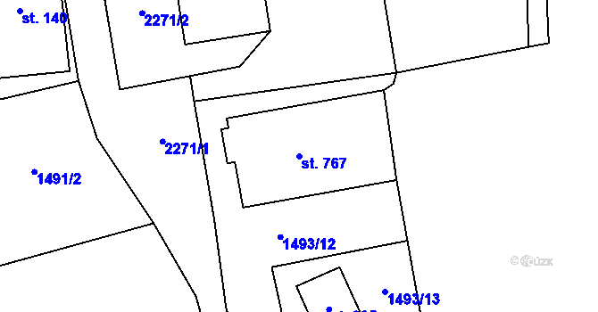 Parcela st. 767 v KÚ Stříbrná, Katastrální mapa