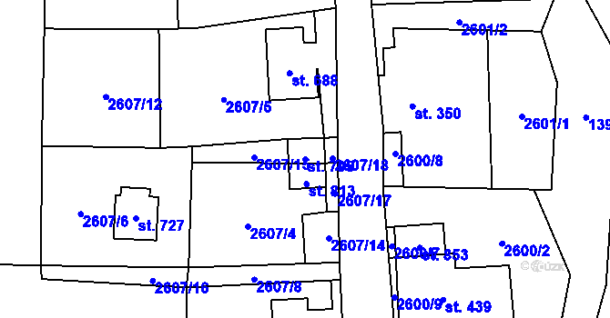 Parcela st. 795 v KÚ Stříbrná, Katastrální mapa
